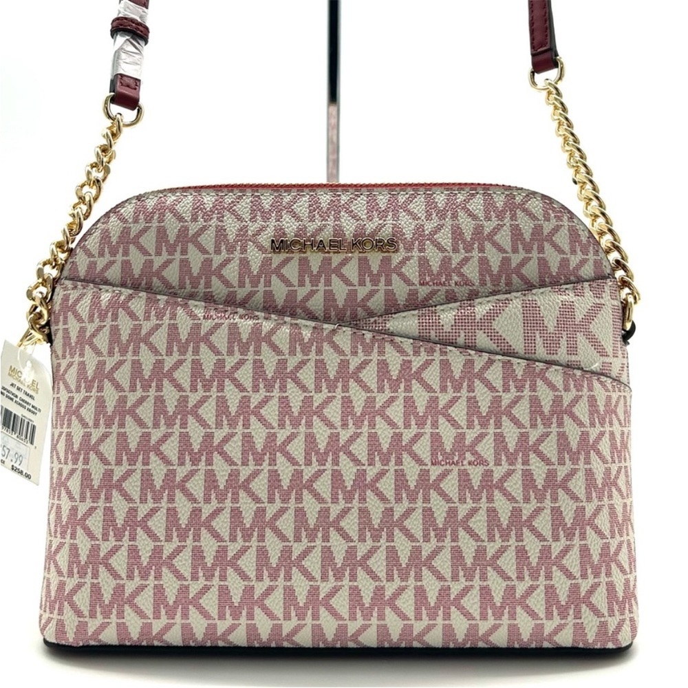 Michael Kors Medium Dome Jet Set Travel Xbody Bag Cherry Multi